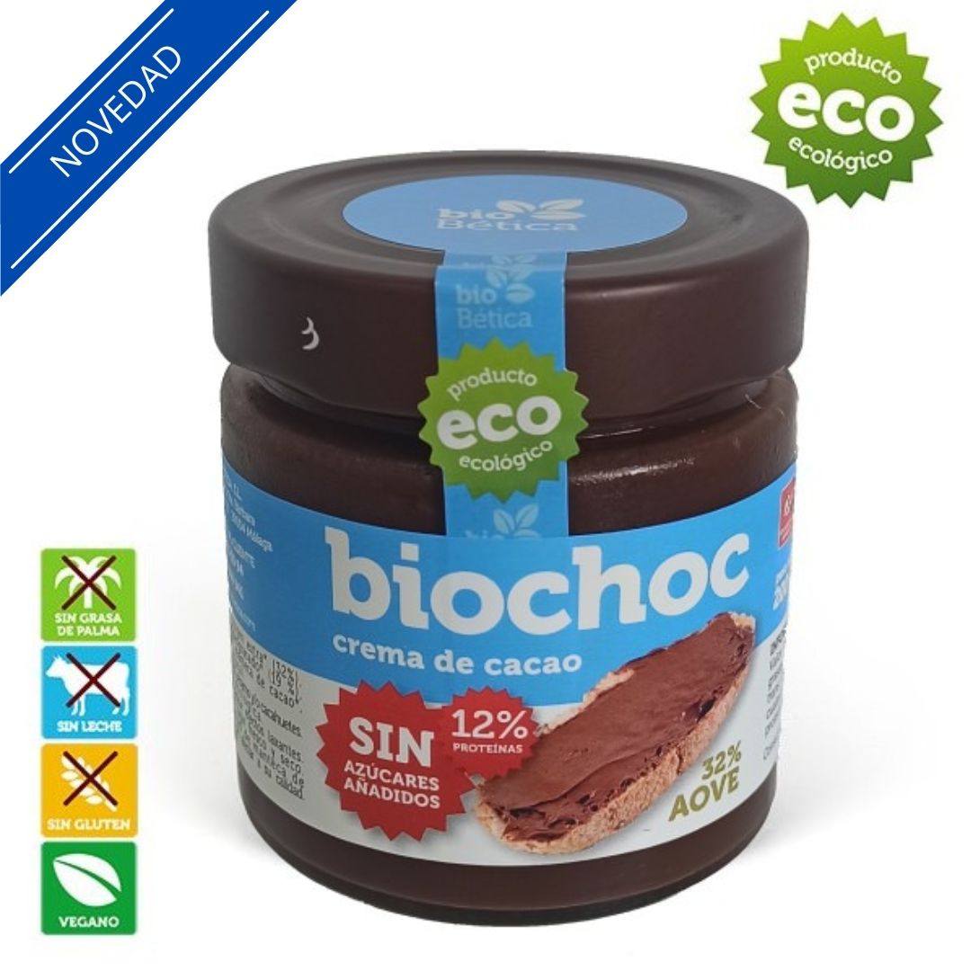 crema de cacao con aceite oliva virgen extra ecologico sin azucar biochoc 200 gr crema de cacao sin azucar biochoc